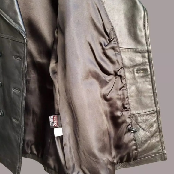 Guess Black Genuine Leather Double Breasted Jacket - Picture 10 of 16